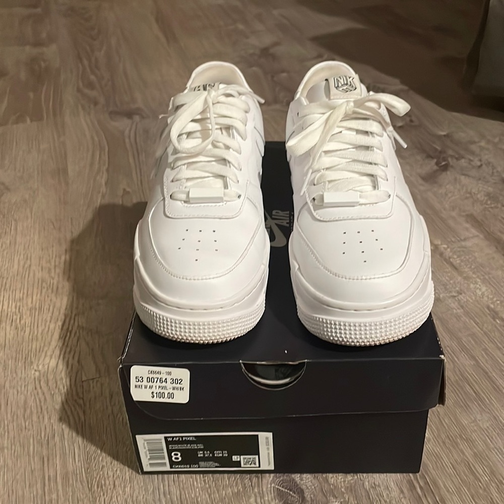 All white Nike Air Force 1 pixel size 8